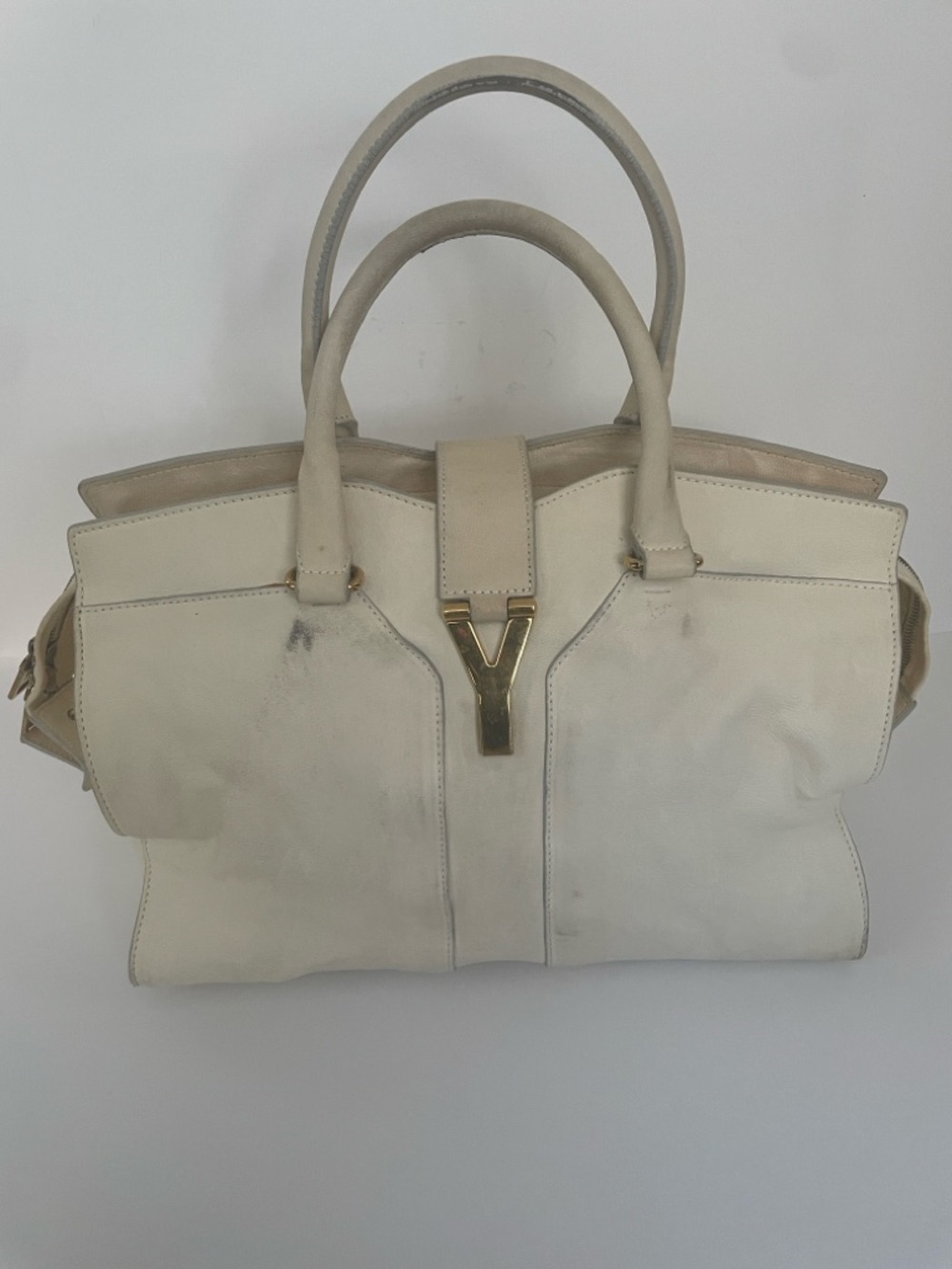 Yves Saint Laurent Cream Leather Cabas Chic